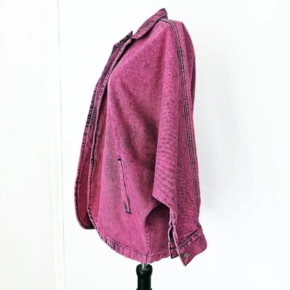 Vintage Sundance Dolman Pink Acid Washed Denim Jacket - Picture 2 of 7